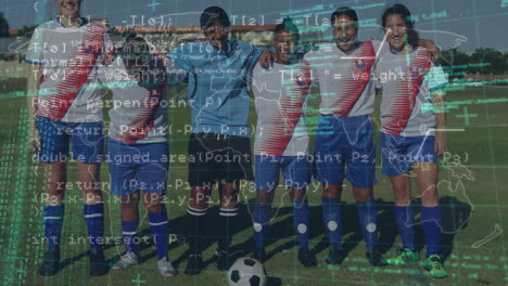 animation of data processing over diverse soccer players