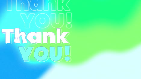 digital animation of thank you text against blue and green gradient background