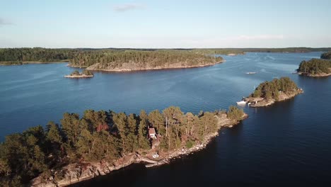 aerial top view of swedish archipelago