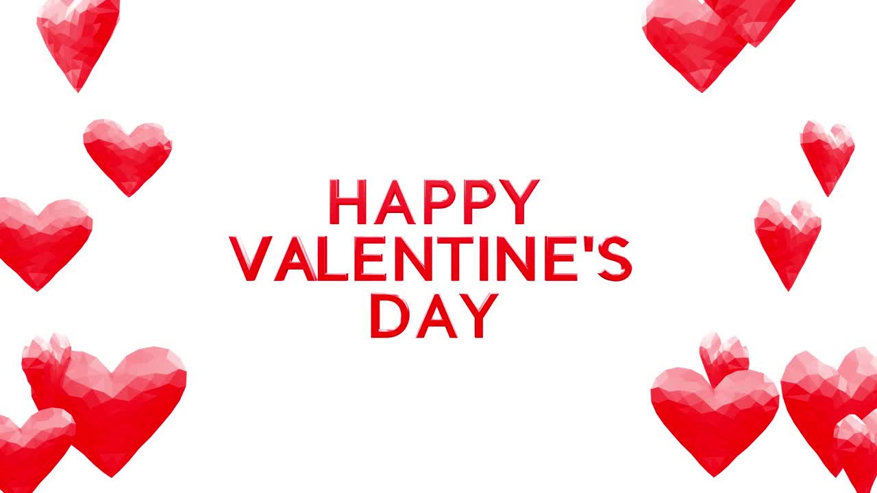 Video di Buon San Valentino - Cuori animati scorrono da entrambi i lati e verso il centro - Animazione del testo Buon San Valentino - Video animato 4K
