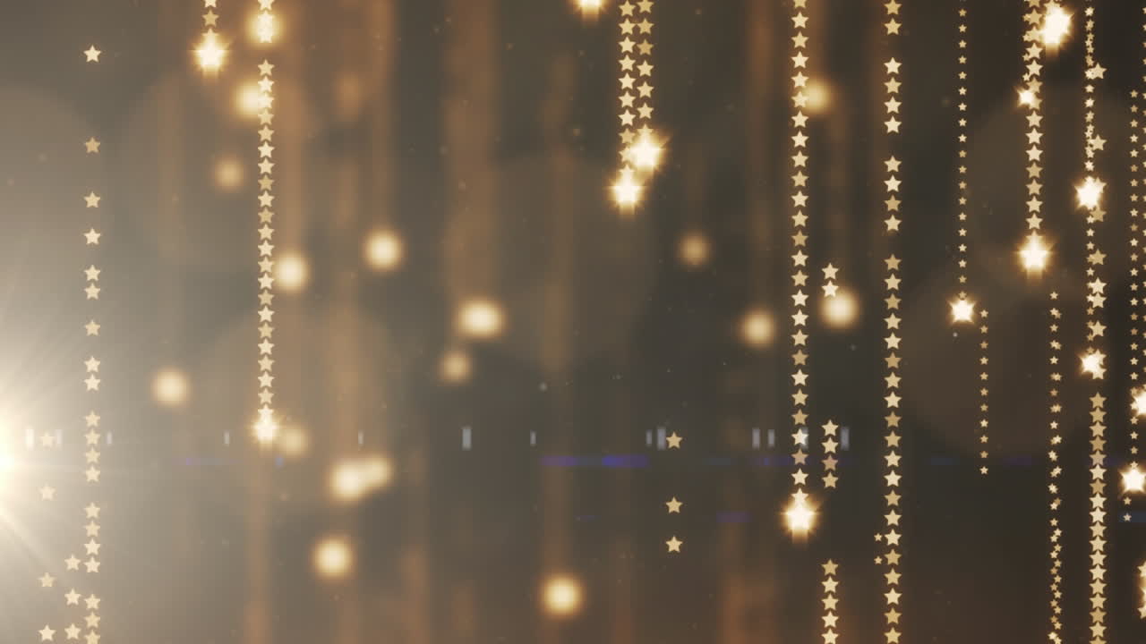 Golden heart light strands against black background