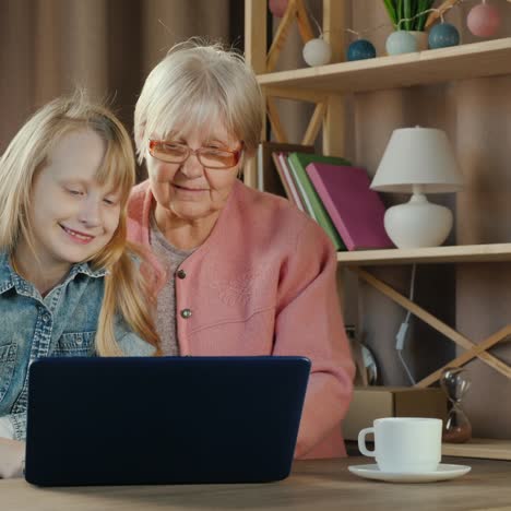 grandmother and granddaughter communicate by video link with relatives 1