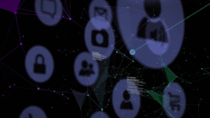 Digital icons against network of connections
