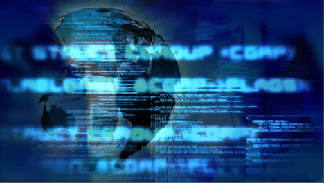 globe and dollar sign spinning against data processing