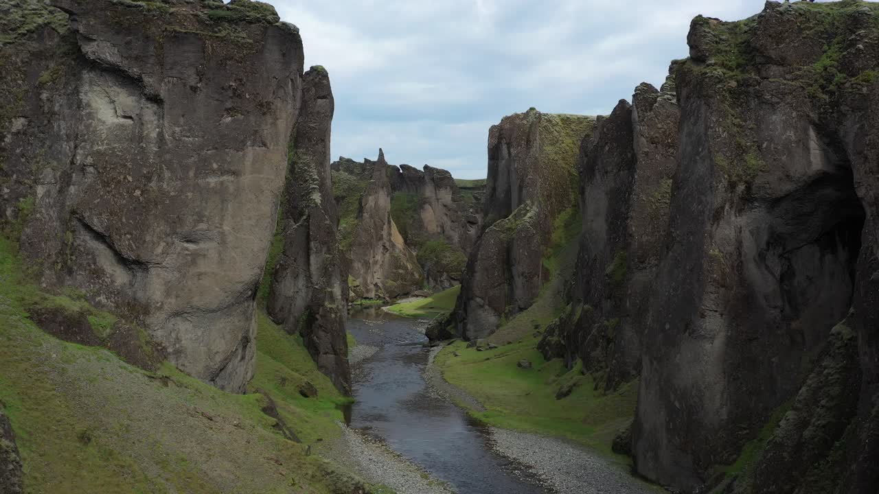 Icelandic Canyon with Hikers