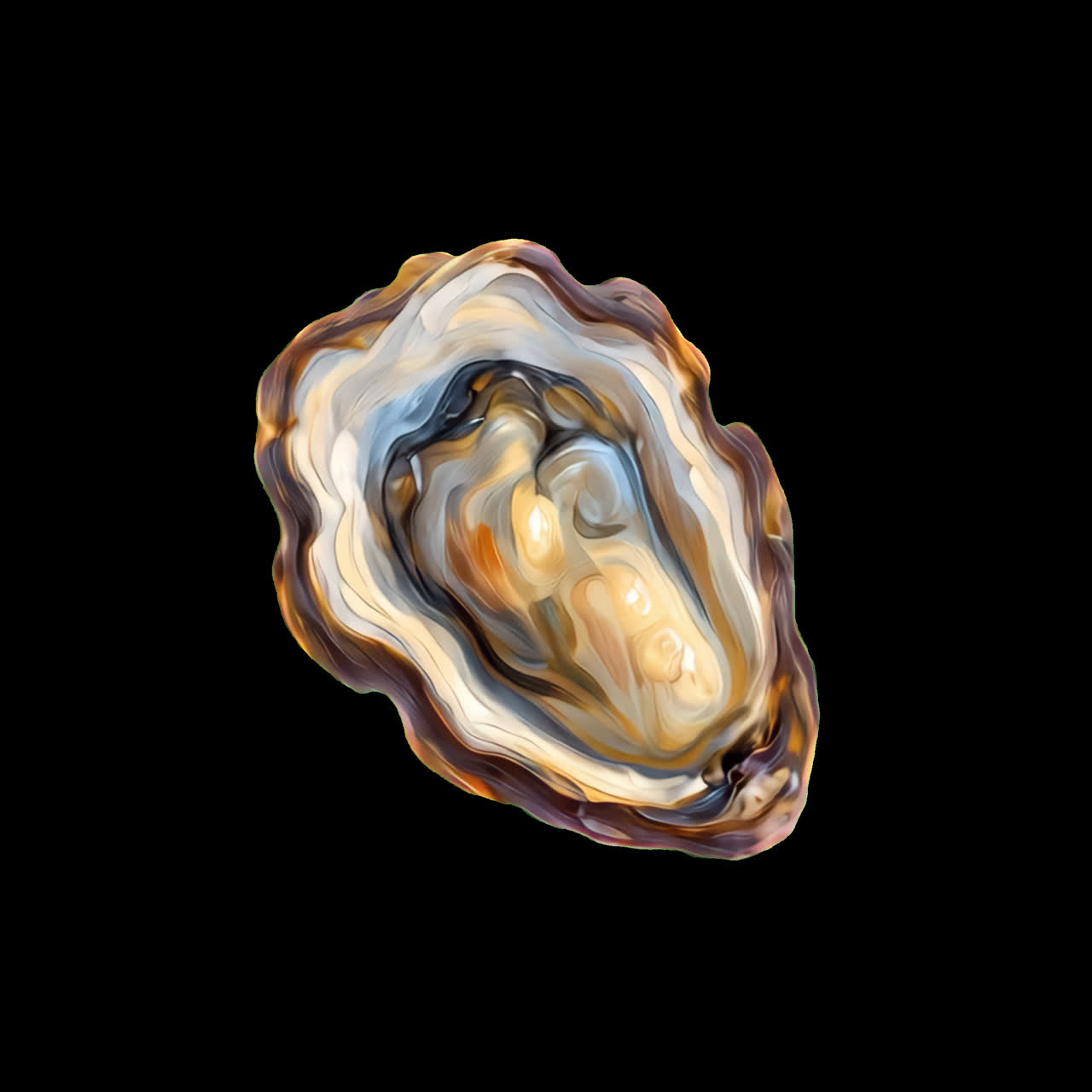 Animazione di illustrazione artistica di guscio d'ostrica come risorsa isolata, video 4K trasparente, canale alfa