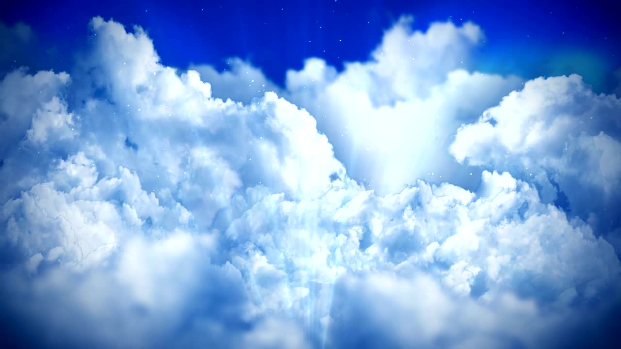 구름이 가득한 하늘의 판타지 풍경,  연기 애니메이션, 루프 배경