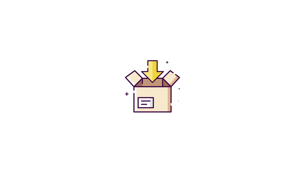 Animated Icon of an Arrow Pointing Down into a Cardboard Box