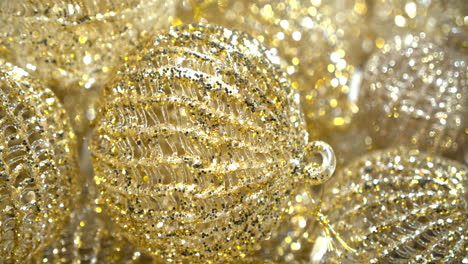 golden christmas baubles decorations sparkling glittering