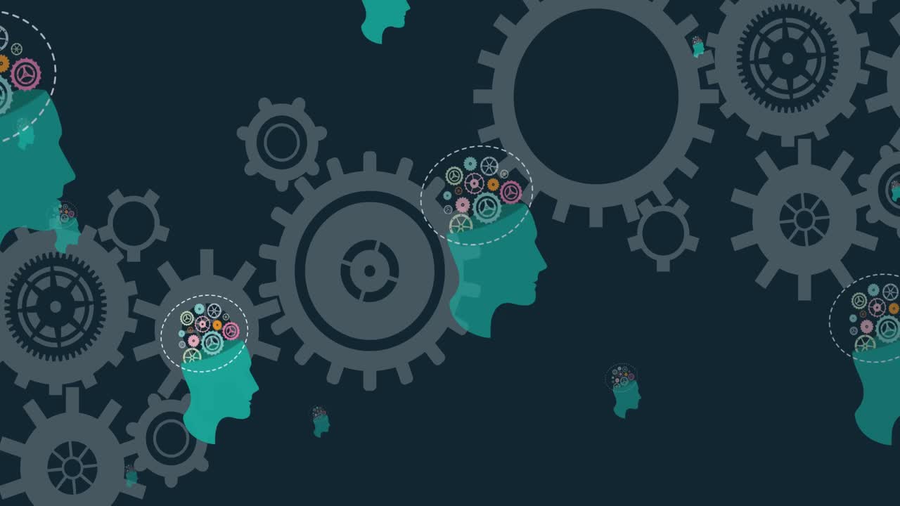 animazione di ruote dentate che girano su sfondo nero