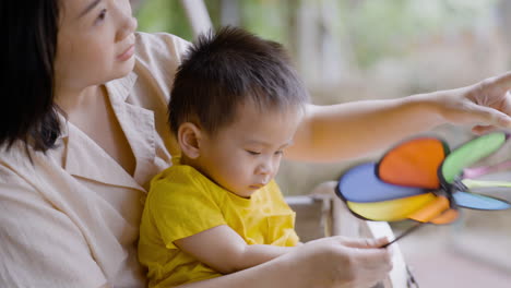 mother and child in a train