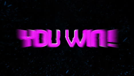 animation of flickering words you win! written in pink letters