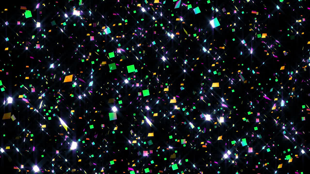 4k Magical Multicolored Confetti on Black Background
