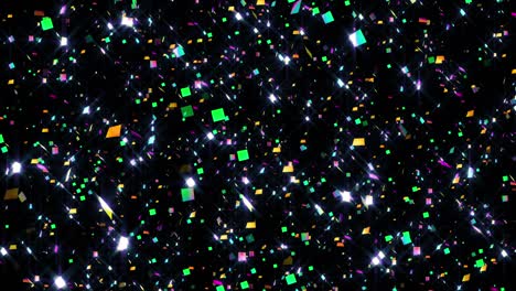 4k magical multicolored confetti on black background