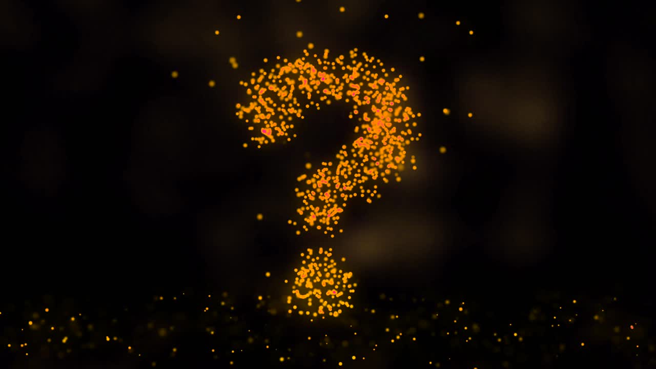 diseño gráfico de signo de interrogación con partículas brillantes