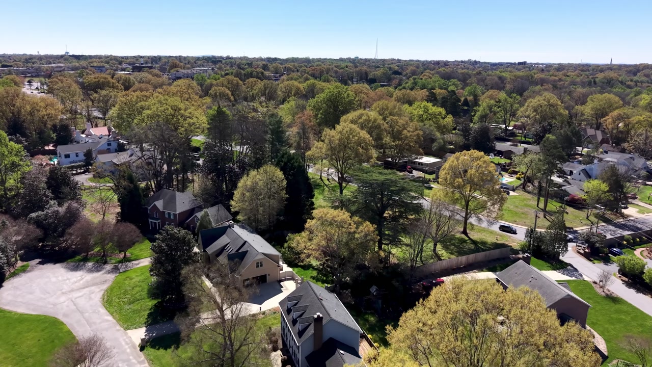 aerial over homes, housing and real estate in hickory nc, north carolina