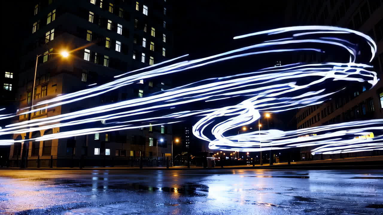 senderos de luz nocturnos de la ciudad