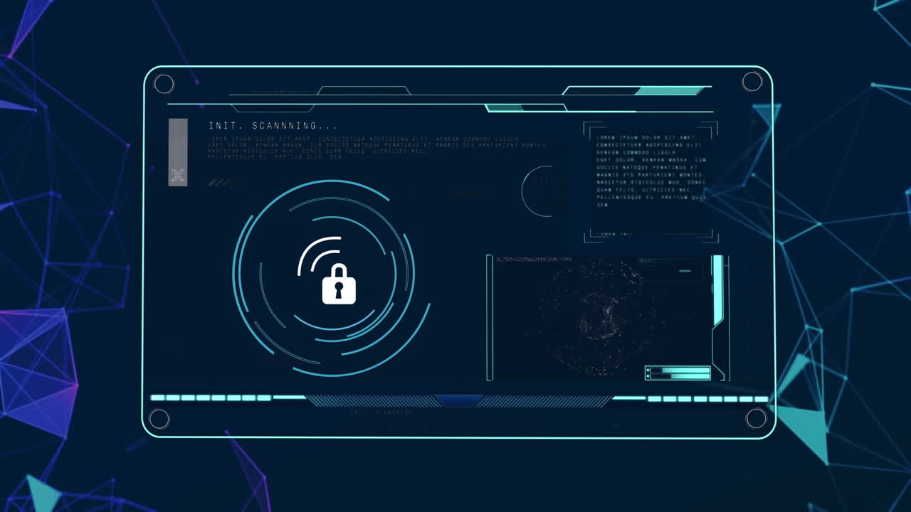 Animation of data processing on blue background