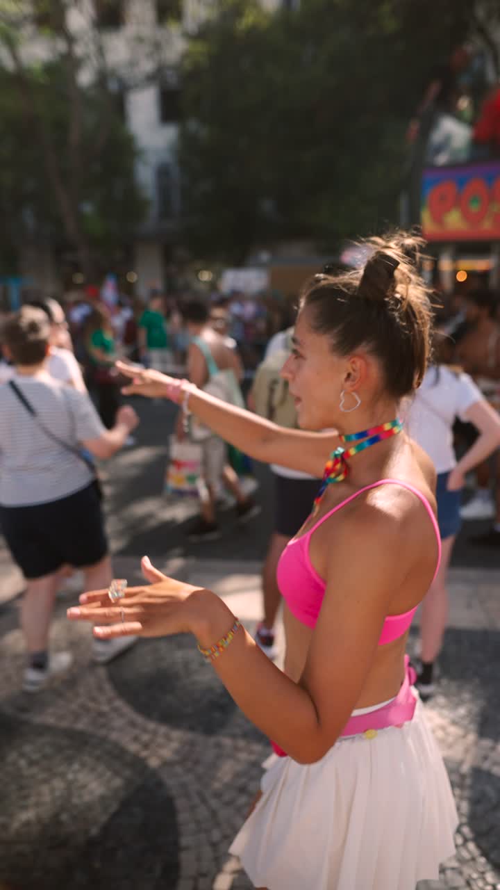 Woman at a Pride Parade
