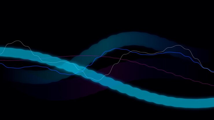 Abstract Motion Graphics with Glowing Blue and Purple Wave Lines
