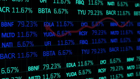 animation of financial data processing over red arrow