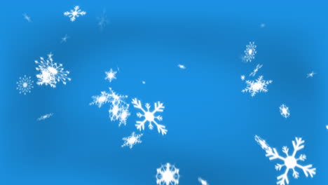 animation of falling snow over blue background