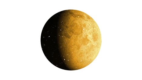 animation of snow falling over full moon on white background