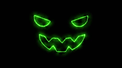 la silueta de animación de halloween de jack halloween parpadeando en la pantalla negra