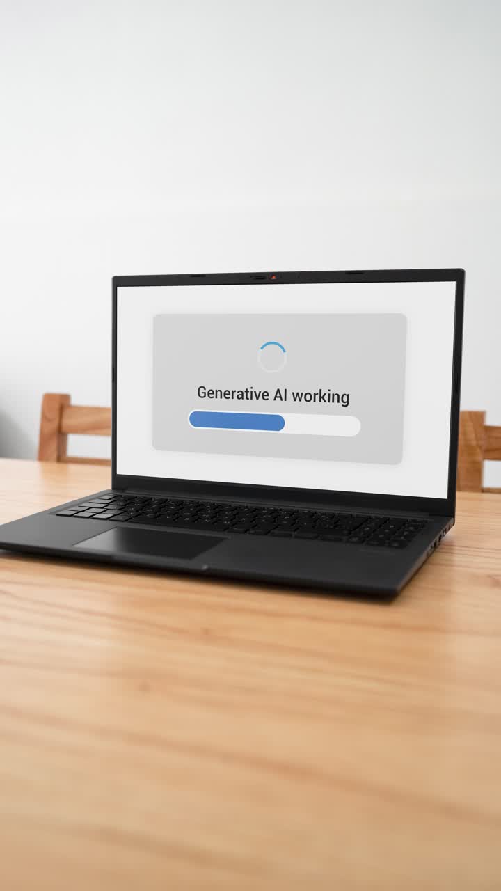 Vertical shot of generative AI working on image creation on a laptop.