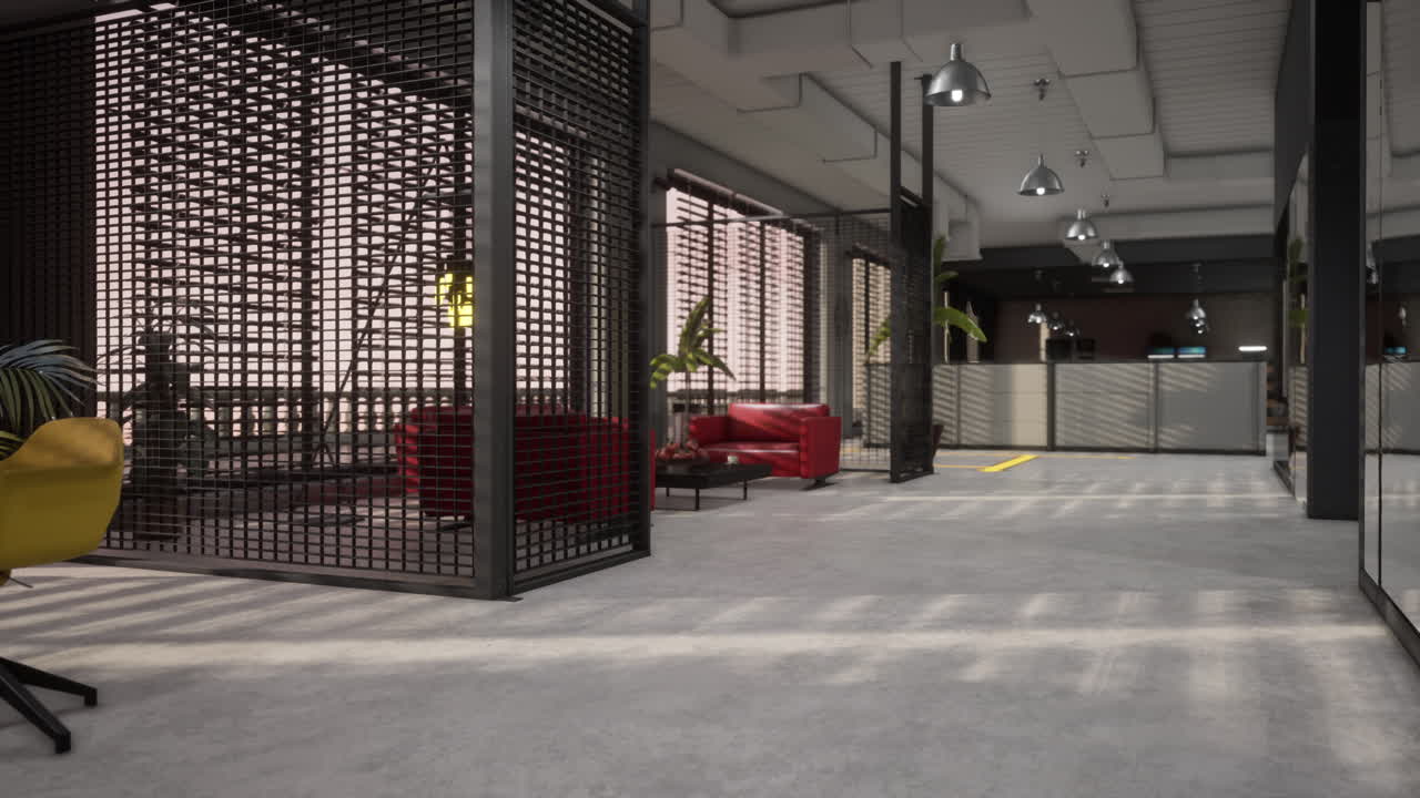 현대 빈 오피스 빌딩의 인테리어