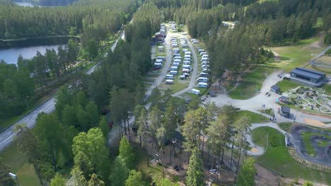 aerial fly over of isaberg mountain resort in sweden