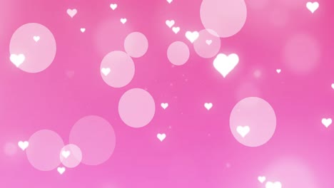 Animación-De-Puntos-Y-Corazones-Sobre-Fondo-Rosa