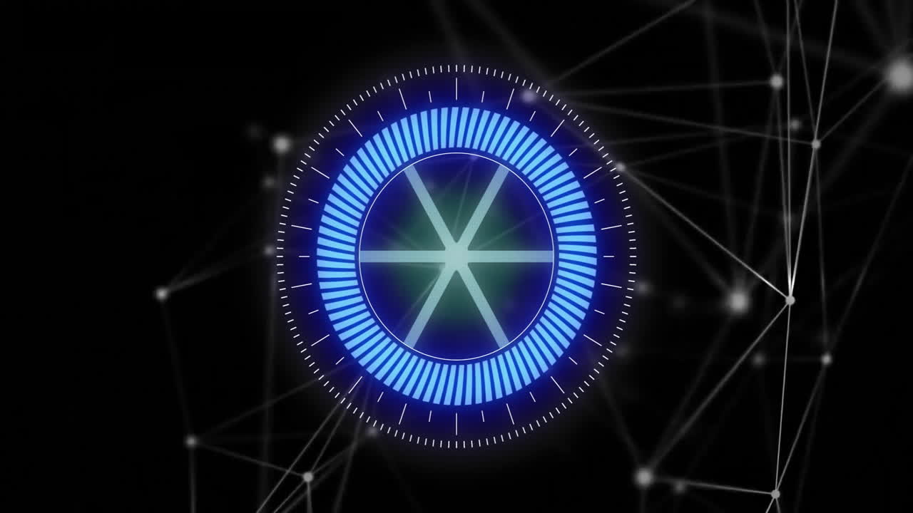 연결 네트워크를 통해 범위 스캐닝과 데이터 처리의 애니메이션