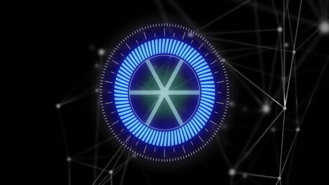 animación del escaneo del alcance y el procesamiento de datos a través de la red de conexiones