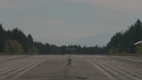 cessna aircraft landing on a runway texada island british columbia sunshine coast canada