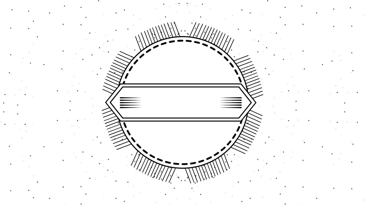 estandarte de línea punteada con marco redondo de estilo grunge