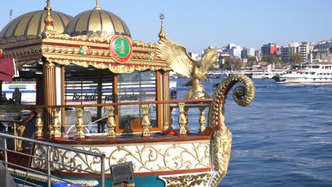 ornate turkish boat on the bosphorus in istanbul