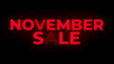 november sale text flickering display promotional loop.