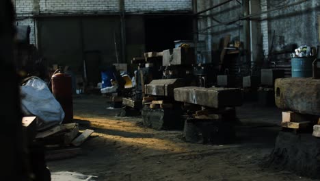 industrial workshop with wooden blocks