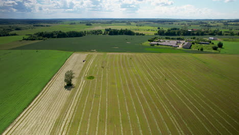 aerial over beautiful, lush farmlands