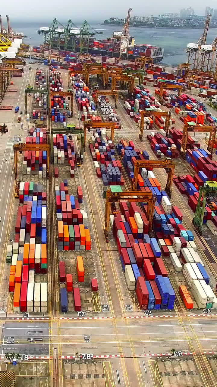 Aerial view of cargo containers