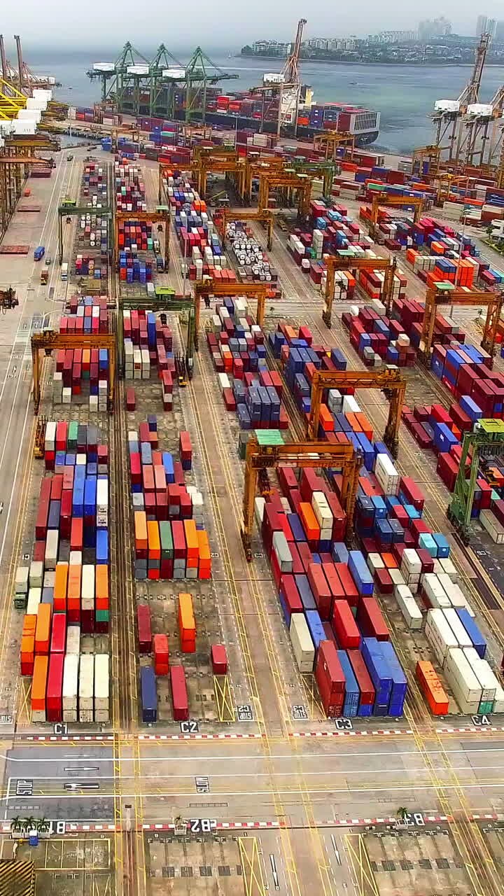Aerial view of cargo containers