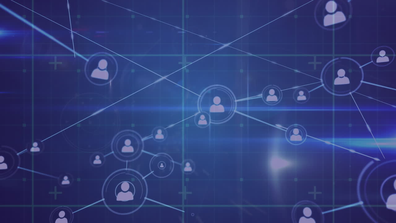 animación de la red de conexiones sobre fondo azul