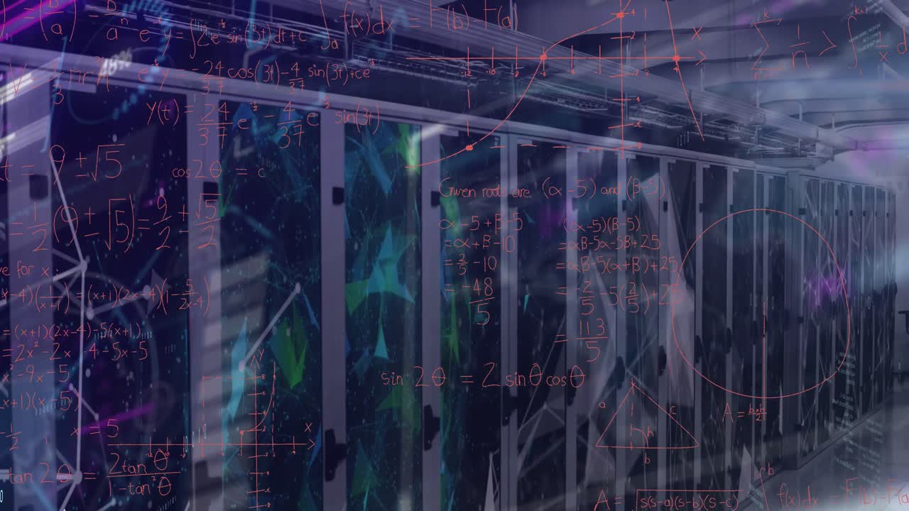 Animation of data processing over server room