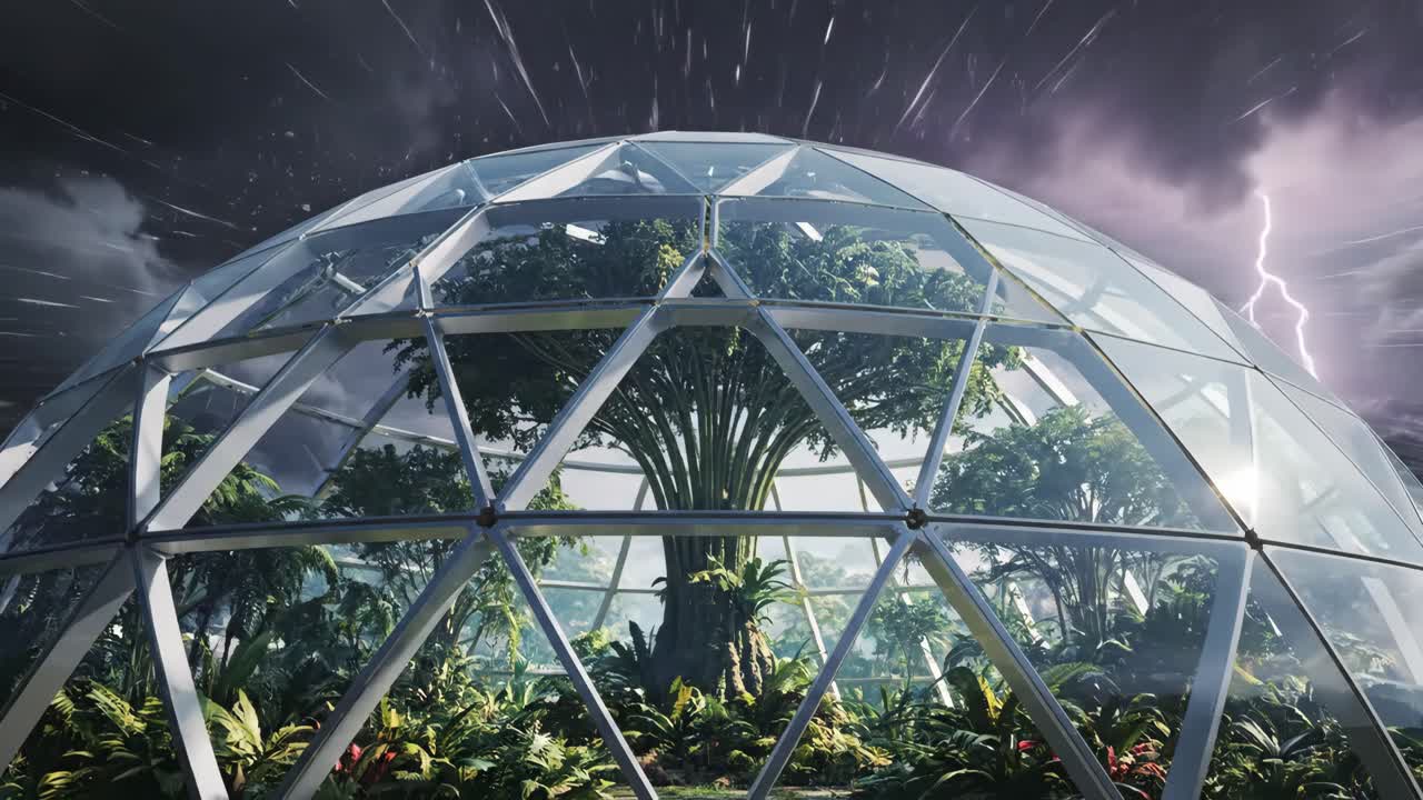 Biosphere Dome Protecting Trees from Storm