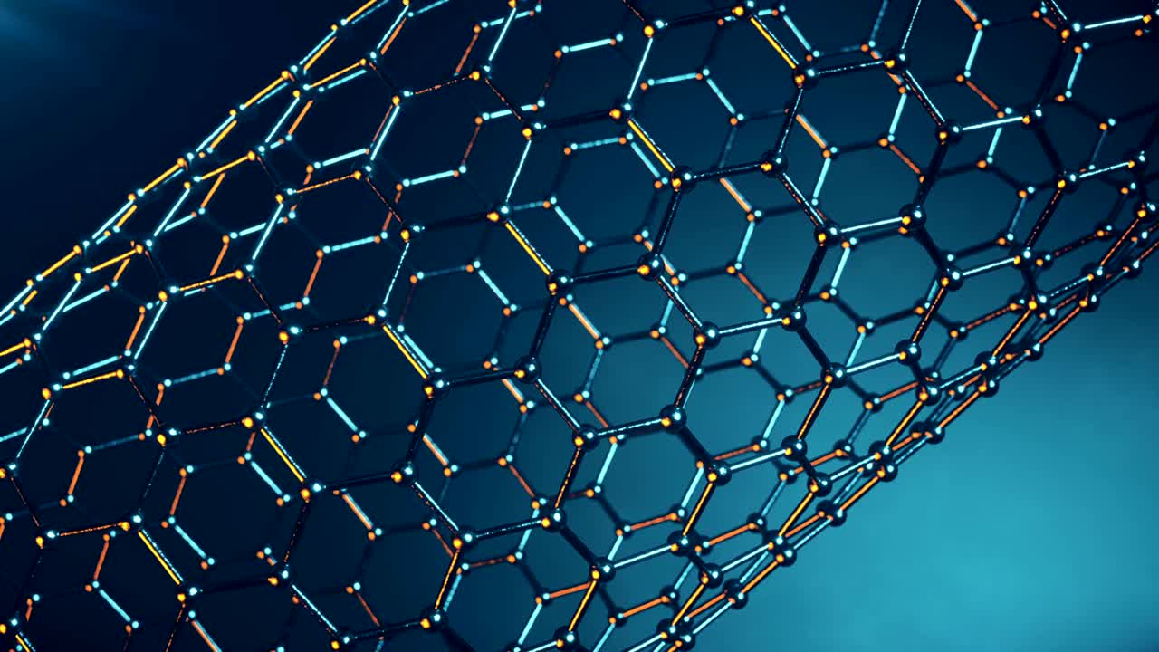 그래핀 원자의 나노 구조:  모양의 나노 튜브, 개념, 나노 기술 및 과학, 3d 애니메이션