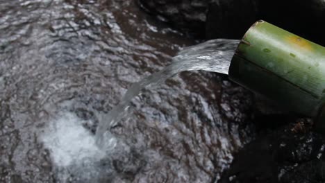 Agua-Dulce-En-Medio-Del-Bosque-Que-Corre-En-Tuberías---Bambú