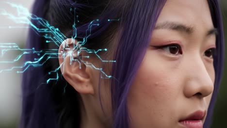 exploring the intersection of technology and humanity: a glimpse into our future with advanced ear implants displaying neural connectivity and innovations