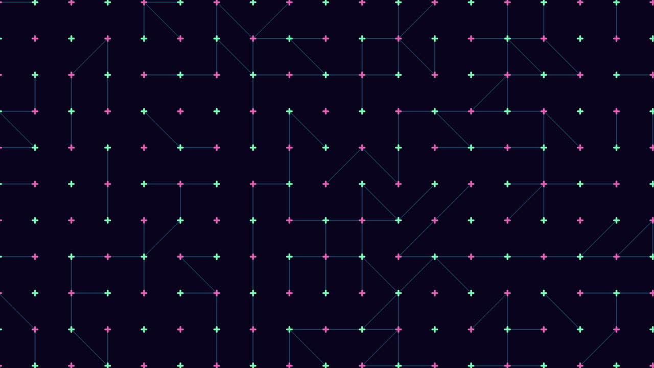 연결된 점들은 검은색 배경에 복잡한 그리드를 형성합니다.
