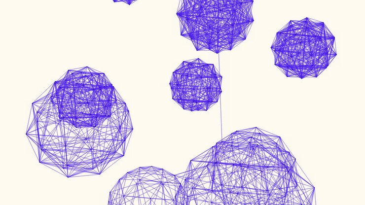 Complex 3d network of interconnected nodes